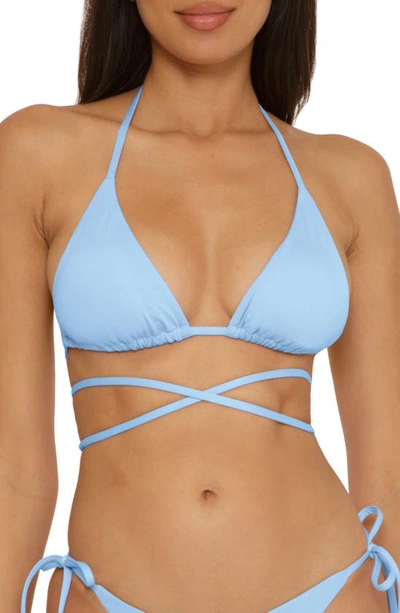 Becca Color Code Wraparound Triangle Bikini Top In Blue