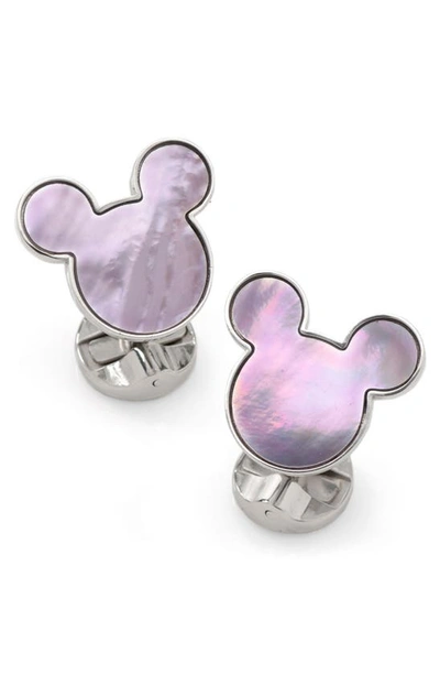 Cufflinks, Inc Mickey Mouse Silhouette Mother Of Pearl Cuff Links In Purple