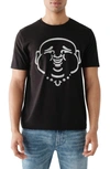 True Religion Brand Jeans Ombré Buddha Face Graphic T-shirt In Jet Black