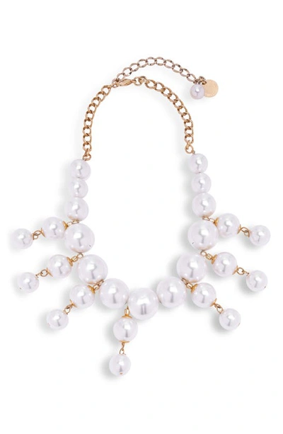 Carolina Herrera Imitation Pearl Necklace In Gold