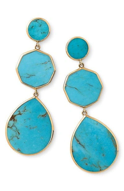 Ippolita Three-stone Teardrop Earrings In Gold/ Turquoise