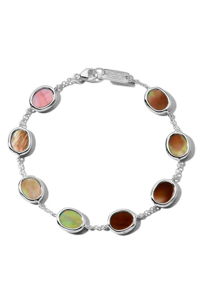 Ippolita Polished Rock Candy Mini Oval Slice Station Bracelet In Silver/ Brown