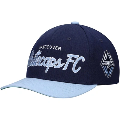 Mitchell & Ness Men's  Deep Sea Blue Vancouver Whitecaps Fc Team Script 2.0 Stretch Snapback Hat
