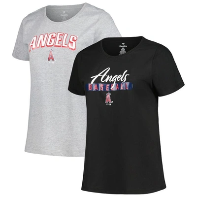 Profile Black/heather Gray Los Angeles Angels Plus Size T-shirt Combo Pack
