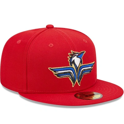 New Era Red Fayetteville Woodpeckers Marvel X Minor League 59fifty Fitted Hat