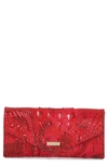 Brahmin Veronica Croc Embossed Leather Envelope Wallet In Red Flare