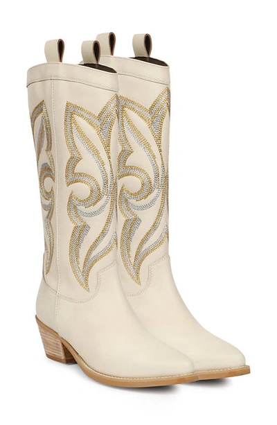 Saint G Martina Pointed Toe Western Boot In White