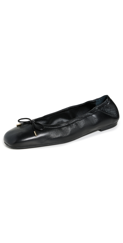 Stuart Weitzman Bardot Suede Bow Ballerina Flats In Black