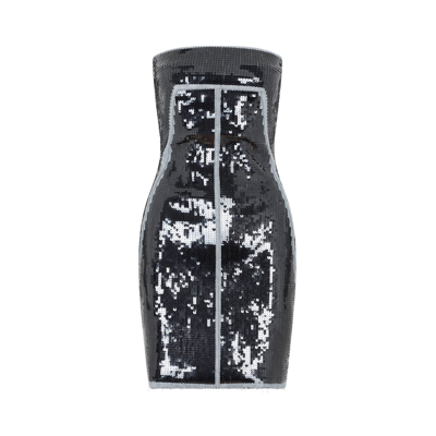 Rick Owens Womens Blue Black Sequin-embellished Stretch-denim Mini Dress