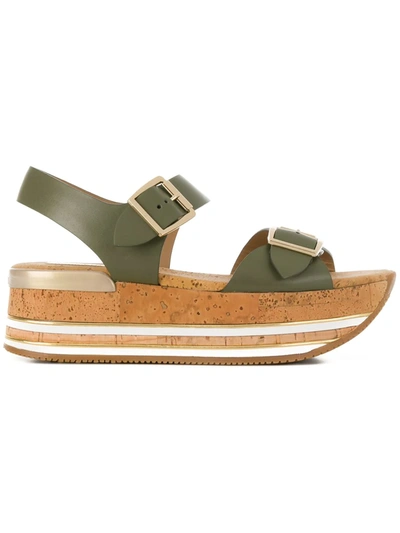 Hogan Chunky Heel Sandals In Green