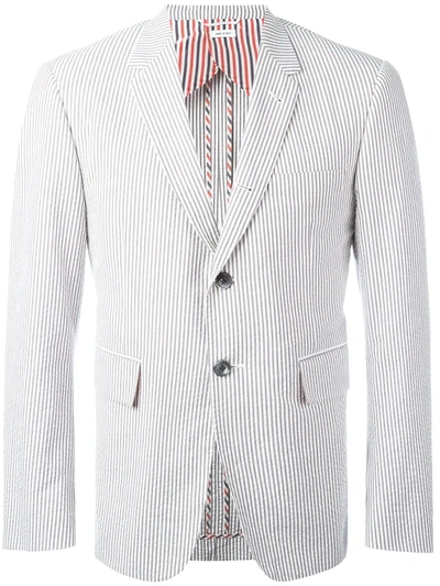 Thom Browne Single Breasted Sport Coat With Half Lining In Seersucker In Grey