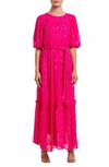 Ciebon Eryn Metallic Fleck Maxi Dress In Bright Pink