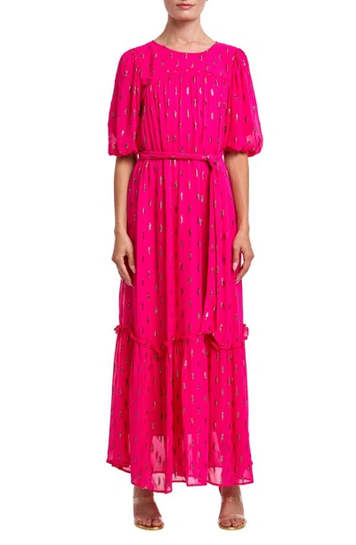 Ciebon Eryn Metallic Fleck Maxi Dress In Bright Pink