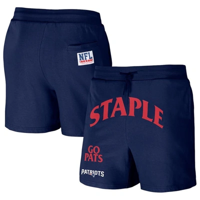 Staple Nfl X  Navy New England Patriots Throwback Vintage Wash Fleece Shorts