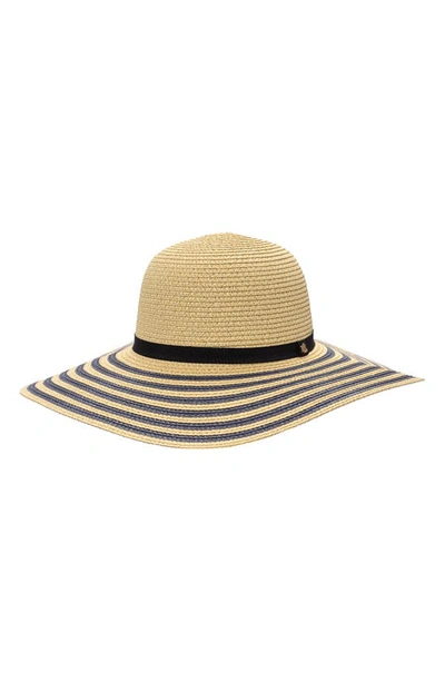 Lauren Ralph Lauren Stripe Wide Brim Packable Hat In Natural,navy