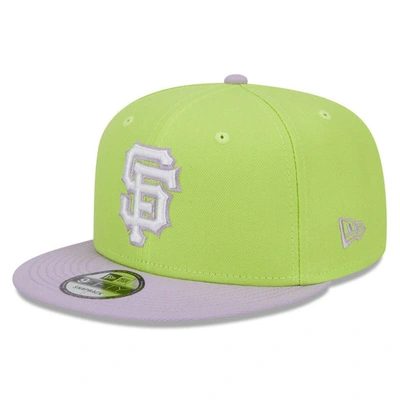 New Era Men's  Neon Green And Purple San Francisco Giants Spring Basic Two-tone 9fifty Snapback Hat In Neon Green,purple