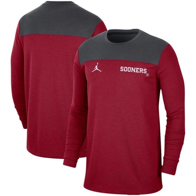 Jordan Brand Crimson Oklahoma Sooners Player Performance Long Sleeve T-shirt