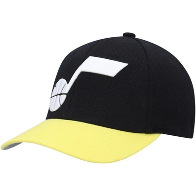 Mitchell & Ness Men's  Black, Gold Utah Jazz Mvp Team Two-tone 2.0 Stretch-snapback Hat In Black,gold