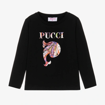 Pucci Kids'  Girls Black Organic Cotton Iride Top