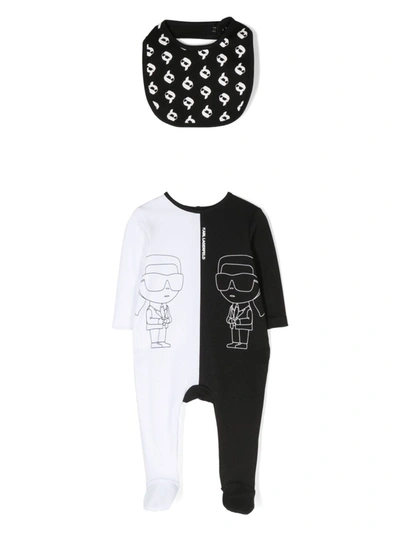 Karl Lagerfeld Karl-motif Cotton Babygrow Set In Black