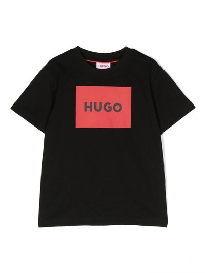 Hugo Boys Black Organic Cotton Logo T-shirt