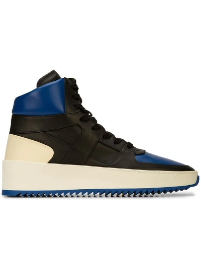 Fear Of God Varsity Basketball Panelled Leather High-top Trainers In Black