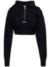 Coperni Half-zip Cropped Stretch-wool Jumper In Black