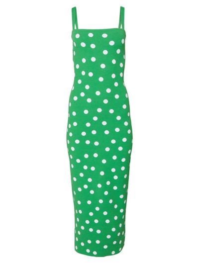 Carolina Herrera Polka-dot Midi Dress In Grasshopper Multi