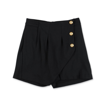 Balmain Kids'  Shorts Nero In Misto Viscosa Bambina In Black