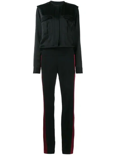 Haider Ackermann Jumpsuit With Contrast Red Stripe In Black Red