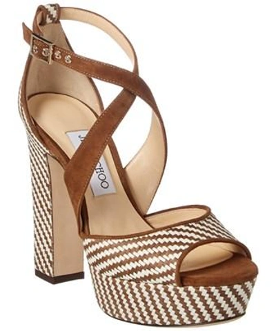 Jimmy Choo April 120 Suede Sandal In Brown