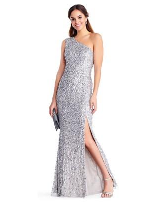 adrianna papell one shoulder sequin dress