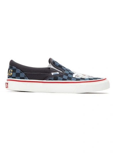 À La Garçonne Hand Painted Vans Slip On Sneakers In Blue