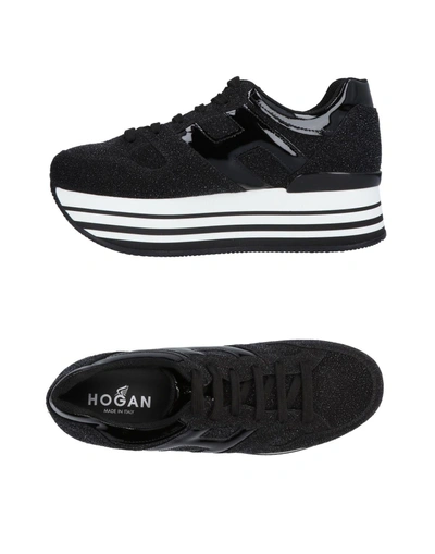 Hogan Maxi H222 Black Glitter Fabric Sneakers