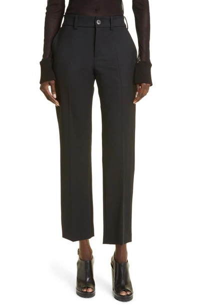 Brandon Maxwell Stretch Wool Straight Leg Crop Trousers In Black