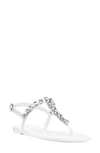 Stuart Weitzman Jaide Embellished Jelly T-strap Sandal In White