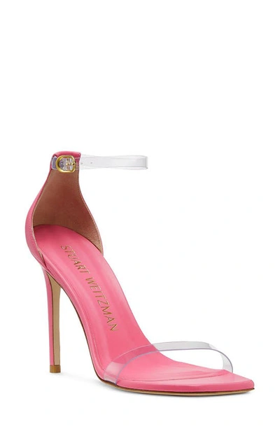 Stuart Weitzman Nudistcurve Ankle Strap Sandal In India Pink/ Clear