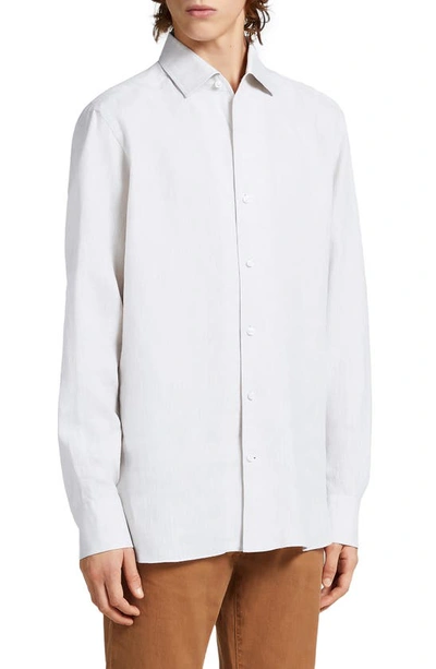 Zegna Luxury Linen Button-up Shirt In White