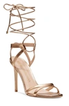 Stuart Weitzman Soiree 100 Lace-up Sandal In Gold