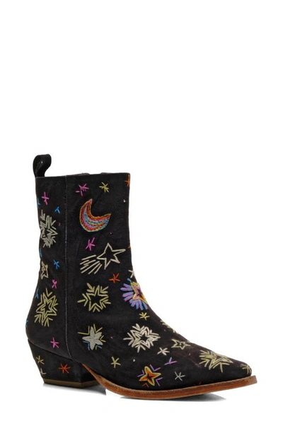 Free People Bowers Embroidered Bootie In Black