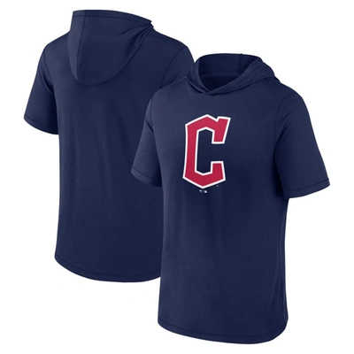 Fanatics Branded Navy Cleveland Guardians Short Sleeve Hoodie T-shirt