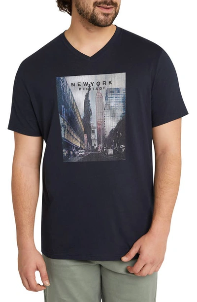 Johnny Bigg New York Heritage Cotton Graphic T-shirt In Navy