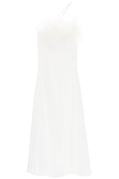 Art Dealer Ember Maxi Dress In Satin With Feathers In White