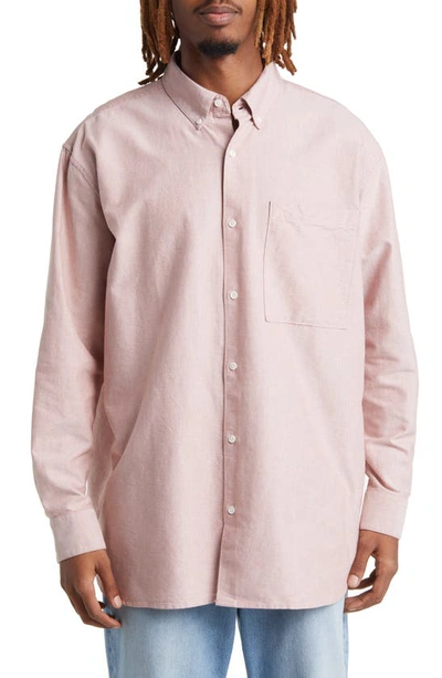 Topman Oversize Cotton Button-up Shirt In Brown