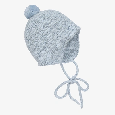 Paz Rodriguez Babies' Blue Cotton & Cashmere Knit Pom-pom Hat