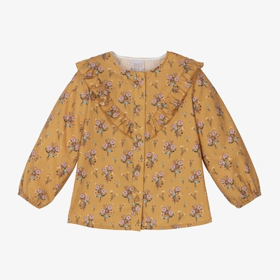 Paz Rodriguez Kids' Girls Yellow & Pink Floral Cotton Blouse