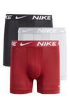 Nike 3-pack Dri-fit Essential Micro Boxer Briefs In Team Red