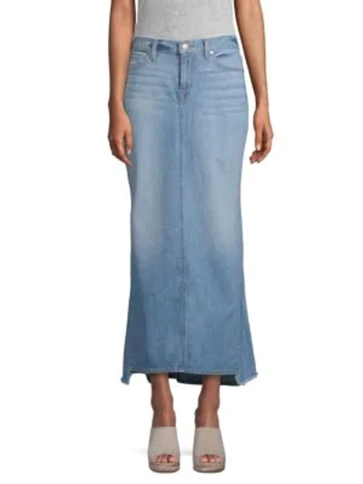 7 For All Mankind Denim Maxi Skirt In Bright Blue Jay