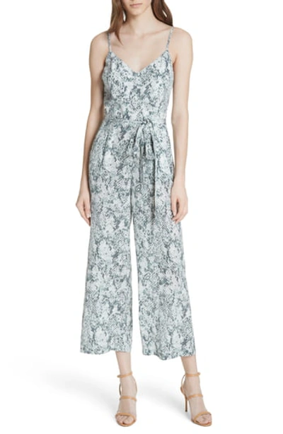 L Agence Jaelyn V-neck Camisole Straight-leg Animal-print Silk Jumpsuit In Stone Multi