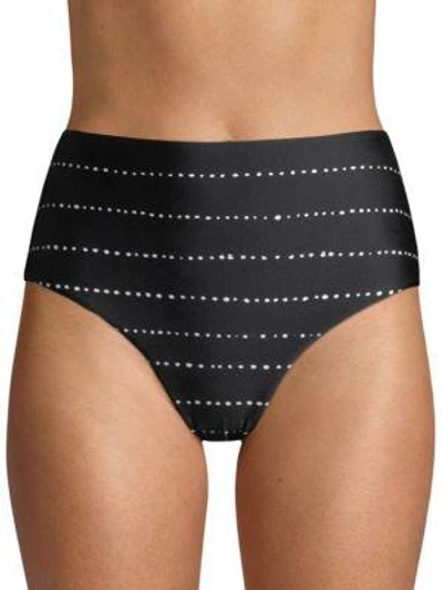 Vix By Paula Hermanny High Waisted Bikini Bottom In Black Stripe Dot
